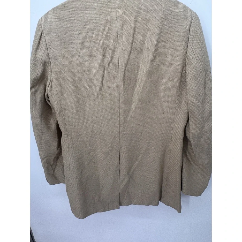 Christian Brooks Mens 100% Silk Beige Sports Blazer Jacket 40R 2-Button USA Made